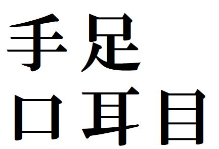 Lesson 8. Japanese kanji. What is the meaning of 目、口、耳、手、足.