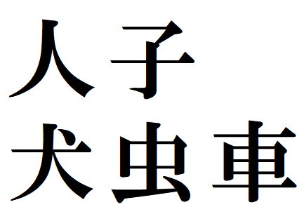 Lesson10. Japanese kanji.  What is the meaning of 人、子、犬、虫、車.